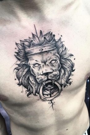 Όλα για τατουάζ λιονταριού ανδρικού στέρνου